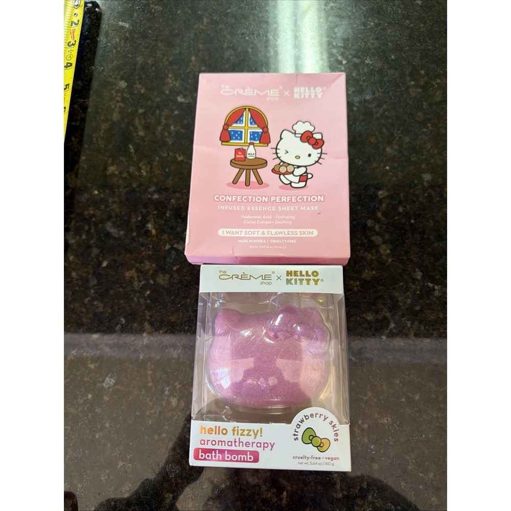 The Crème Shop Hello Kitty Collab Bath Bomb Sheet Mask Bundle Lot NEW Spa Day